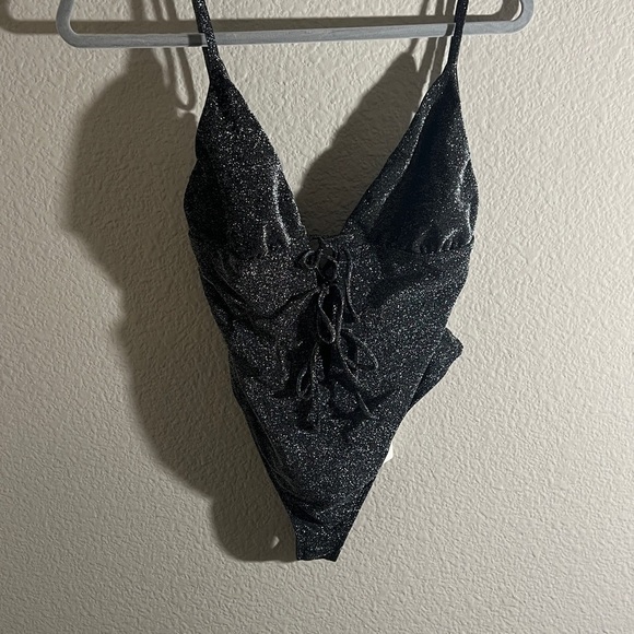 Dippin' Daisy's Mercury One Piece Swimsuit Sparkle Black beach resort Sz L NWT - Picture 3 of 10